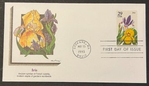 GARDEN FLOWERS: IRIS #2763 MAY 15 1993 SPOKANE WA FIRST DAY COVER BX3-2