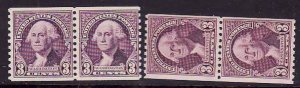 USA-Sc#721-2- id8-unused NH coil pairs-President Washington-1932-