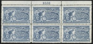 MOMEN: US STAMPS #E11 PLATE BLOCK OF 6 MINT OG LH LOT #74489