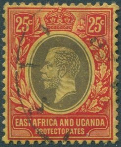 Kenya Uganda and Tanganyika 1912 SG50 25c black and red/yellow KGV FU #1 (amd)