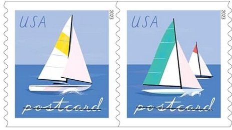 Sailboats Postcard Rate USPS Postage Stamp