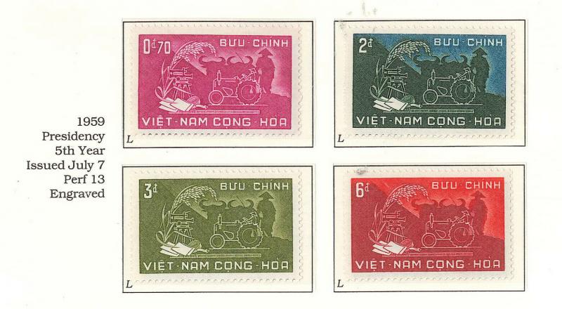 South Viet Nam - 1959 - Sc 112 - 115 - Presidency 5th Year - MNH