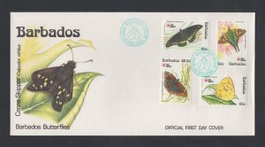 Barbados #807-10  (1991 Butterflies et ) on unaddressed P.O. cachet FDC