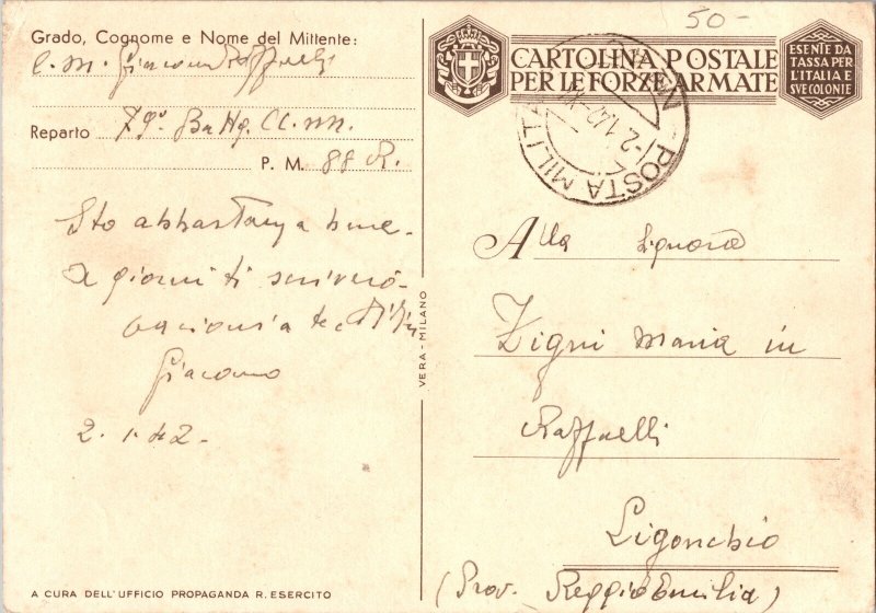 1942 Italy WW2 Military Army Allies Attacking Postcard cover to Ligonchio