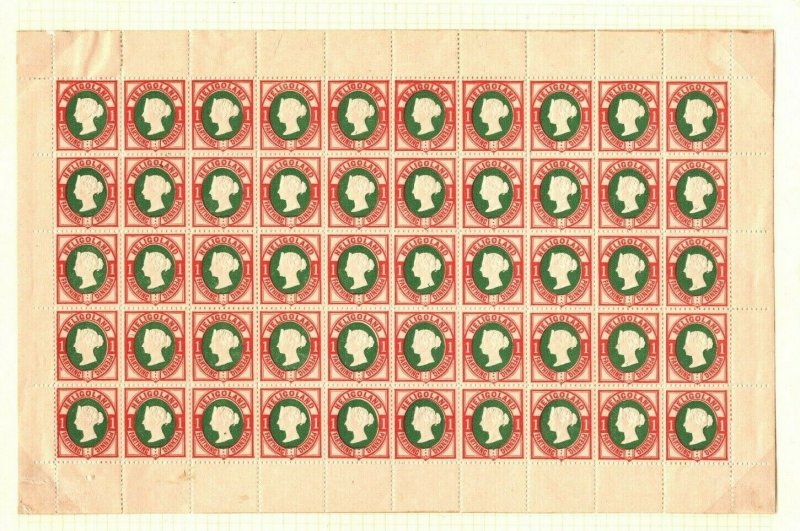 HELIGOLAND QV Stamps SG.10 1pf (II) p13½+14½ (1875) Mint Sheet c£1,000+* EP184