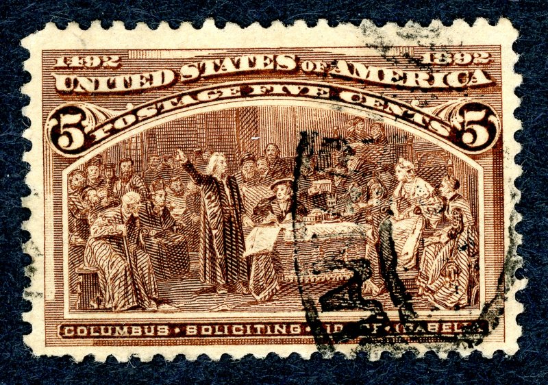 US #234 – 1893 5c Columbian Commemorative.  Used VF