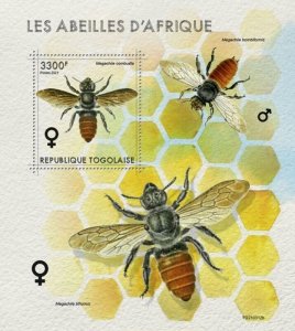 Togo - 2021 African Bees, Leafcutter - Stamp Souvenir Sheet - TG210312b