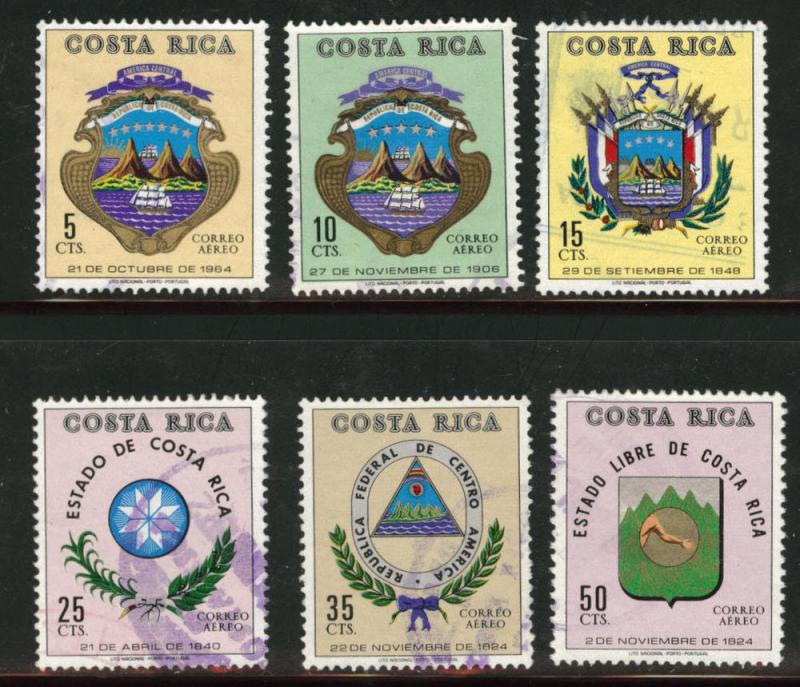 Costa Rica Scott C515-520 used  1971 Airmail short set