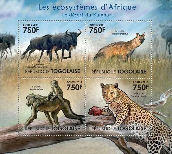 Togo 2011 MNH - Fauna of the Kalahari Desert. YT 2628-2631, Mi 4141-4144