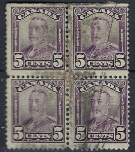 Canada 153 Block of 4 Used 1928 issue (an9626)