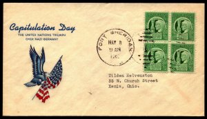 8 May 1945 WWII Patriotic Cover Capitulation Day Heckman Sherman 1342