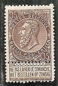 Belgium   69 Mint OG 1893 35c vio brn Kng Leopold