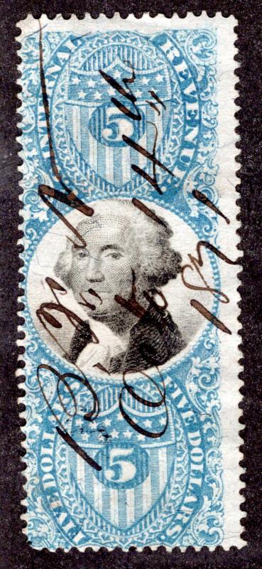 R127 - $5 - Blue and Black - US Second Issue Revenue