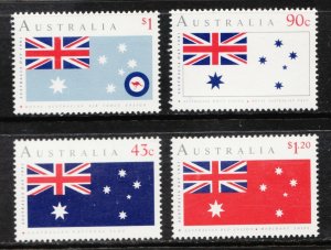 1991 Australia Sc #1199 1200 1201 1202 - Flag design types - MNH set Cv $7