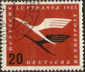 Germany - #C64 -used- 1955 - Lufthansa - 20pf - SCV-$7.00