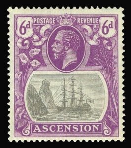 Ascension 1924 KGV 6d grey-black & bright purple MLH. SG 16. Sc 17.