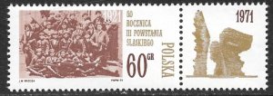 POLAND 1971 Third Silesian Uprising Anniversary Issue w Label Sc 1808 MNH