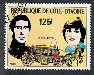 Ivory Coast #595 Prince Charles and Lady Diana used single