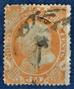 [0894] 1860 Scott#38 used 30¢ Orange cv:$450 « FAULTS -SPACE FILLER »