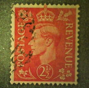 1951 2 1/2d Red King George VI Great Britain Vintage Used Stamp Sc #284