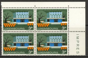 Luxembourg Scott 468 Block of 4 MNHOG - 1968 Kind Spring Pavilion Issue