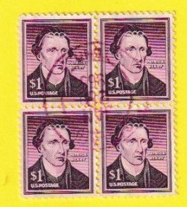 US SCOTT#1052 1955 $1 PATRICK HENRY BLOCK OF [4] - USED