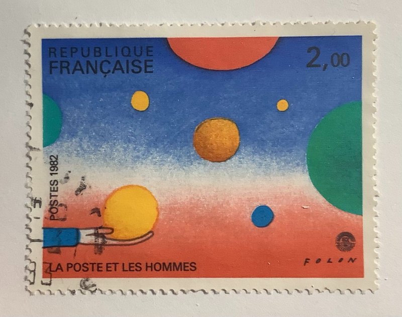 France 1982 Scott 1819 used - 2fr, PhilexFrance 82, The Post and Men by Folon