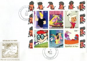 Niger 1999 CARTOONS THE SMURFS Sheet (6) Imperforated in Official FDC