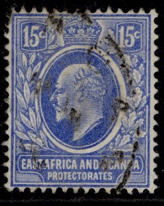 EAST AFRICA and UGANDA EDVII SG39, 15c bright blue, USED. Cat £12.