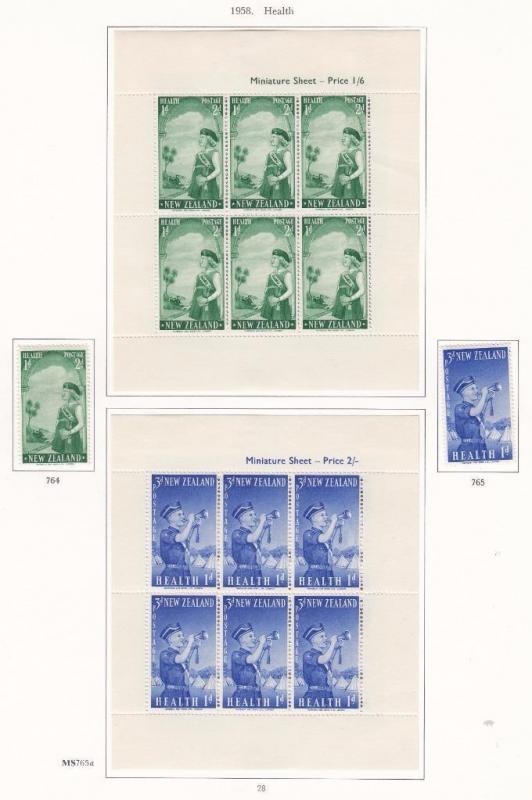 NEW ZEALAND # B54-B55,B54a-B55a  VF-MH  HEALTH BOY/GIRL BRIGADES (S/SHEETS) 1958