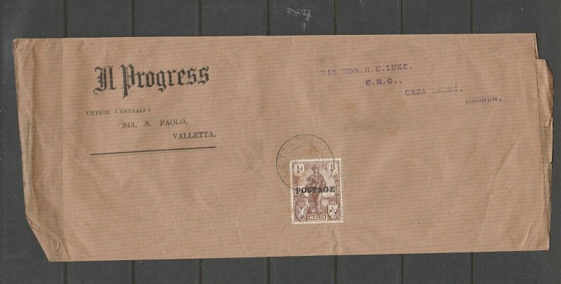 Malta, IL Progress paper letter to HC Luke, Lieutenant Governor of Malta 1930/6,