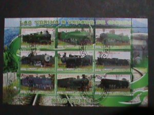 DJIBOUTI STAMP- 2010 WORLD FAMOUS TRAINS CTO  SHEET VERY FINE