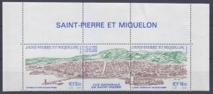 1990 St Pierre and Miquelon 602-603strip+Tab View of Saint-Pierre harbor 9,50 €
