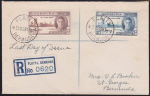 BERMUDA 1947 Victory set on LAST day cover - registered ex FLATTS..........B3258