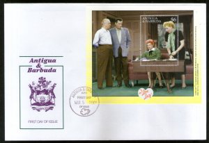 Antigua & Barbuda 2001 I Love Lucy Cinema Film Sc 2461 M/s on FDC # 9642