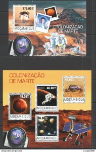 2014 Mozambique Space Exploration Mars Kb+Bl ** St2442