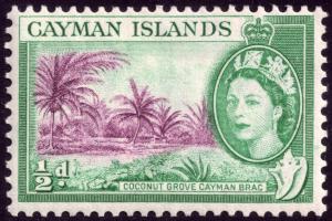 Cayman Islands 1954 ½d Purple and Bluish Green SG 149 MLH