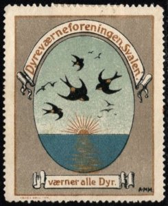 Vintage Denmark Poster Stamp The Animal Welfare Association Protects All Animals