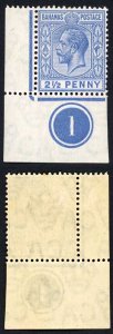 Bahamas SG84a 2 1/2d Deep Dull Blue Wmk MCA Plate Number Example M/M