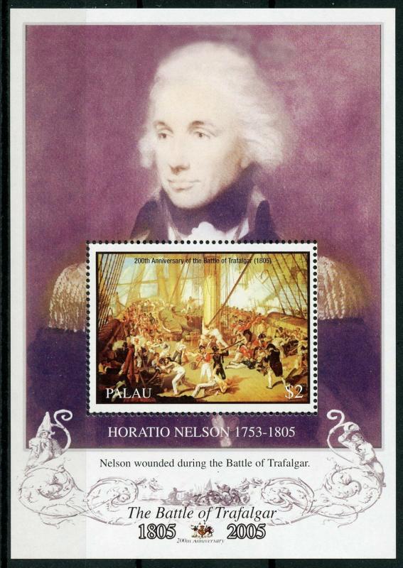 Palau 2005 MNH Battle of Trafalgar Horatio Nelson 1v M/S Boats Ships Stamps