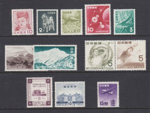 Japan Sc 580,583,596-598,600-601,603a,604-605,C14 MNH. 1953-54 issues, sets & si