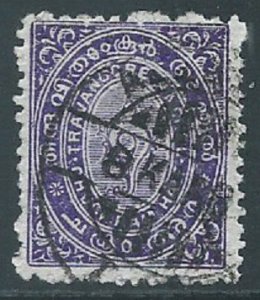 India-Travancore, Sc #4, 1/2ch Used