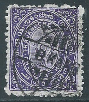 India-Travancore, Sc #4, 1/2ch Used