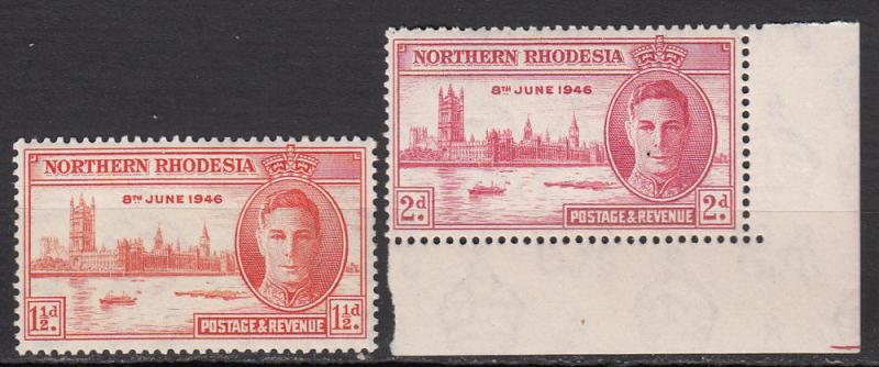 Northern Rhodesia - 1946 Peace Issue Sc#46/47 - MNH (7915)