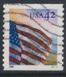 USA  SC# 4238 Used  perf 11   Flag with Plate microprint  S1111   2008  see scan
