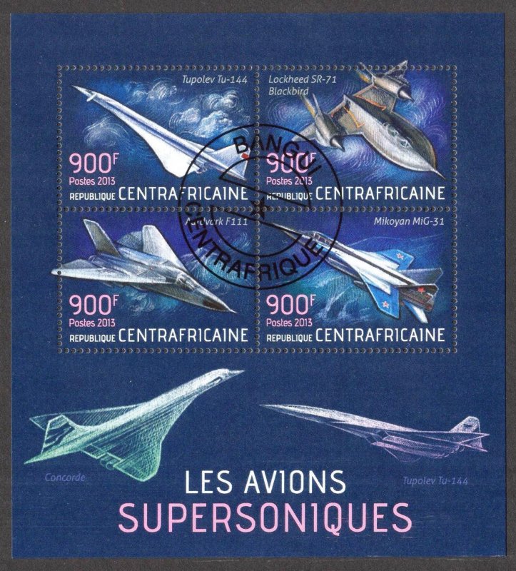 Central African Republic 2013 Aviation Airbus Supersonic Sheet Used / CTO