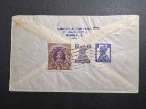 Unknown Year Censored India Airmail Cover Bombay to New York NY USA