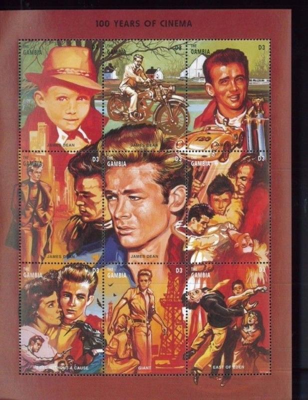 100 Years of Cinema JAMES DEAN #1671 MNH Sheet of 9 - Gambia E47