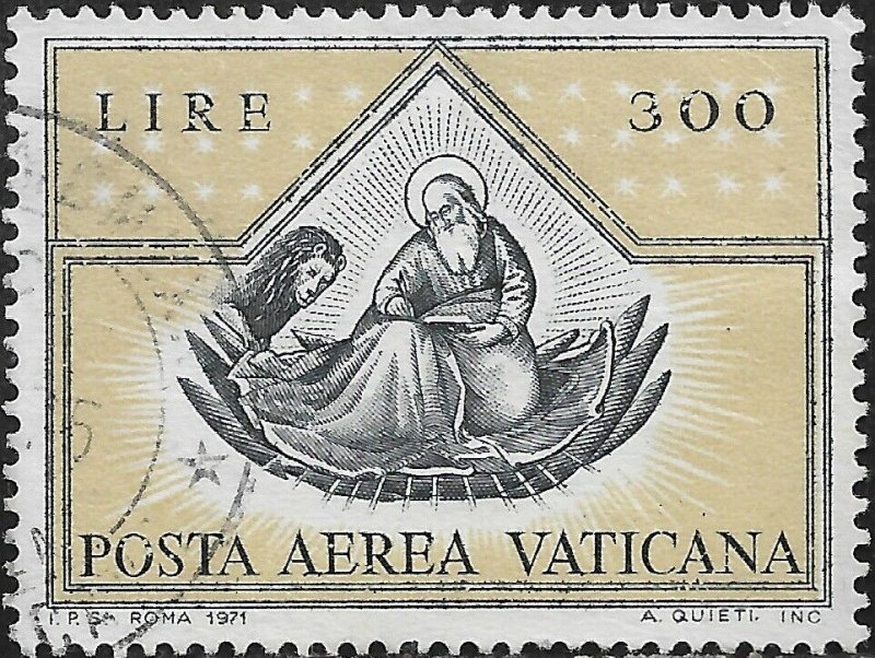 Vatican City Air Post Stamp - Scott #C56/AP17 300 l Black & Bister Canc/LH 1971