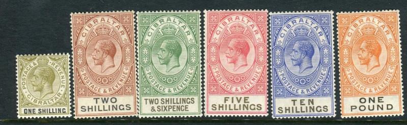 GIBRALTAR-1925-32  A lightly mounted mint set to £1 Sg 102-107